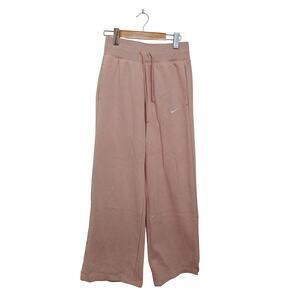 Nike Blush Pink Wide Leg Sweatpants Fleece Lined Drawstring Size S